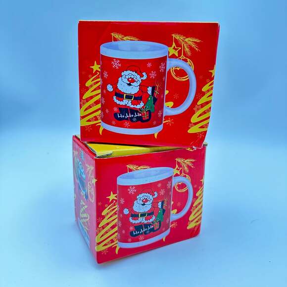 Brand NEW 1990s Christmas Mugs in Gift Box - Santa - Retro tacky - Picture 2 of 9